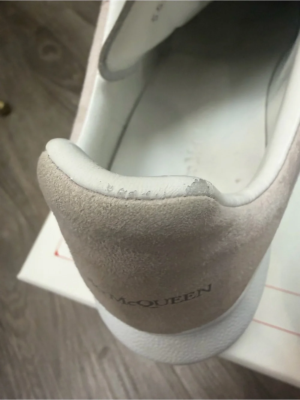 Alexander McQueen White Leather Sneakers with Blush-Patterned Laces